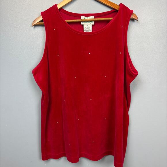 The Quacker Factory Red Velvet Diamond Bling Tank Plus 1X Layering Embellishment - Picture 2 of 7